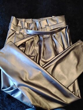 Silver Faux Leather Women’s Pants